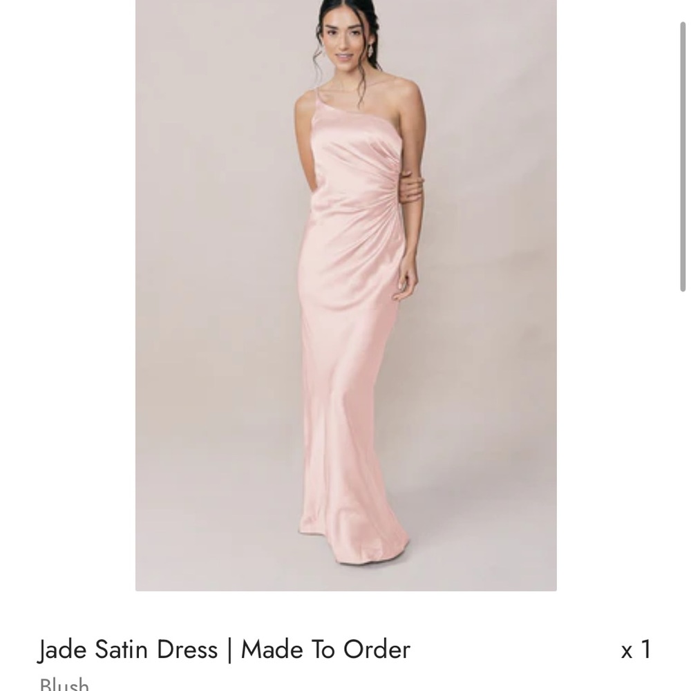 Revelry One-Shoulder Satin Dress in Blush